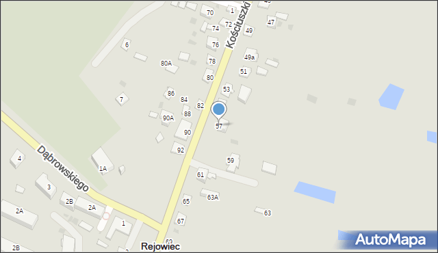 Rejowiec, Kościuszki Tadeusza, gen., 57, mapa Rejowiec