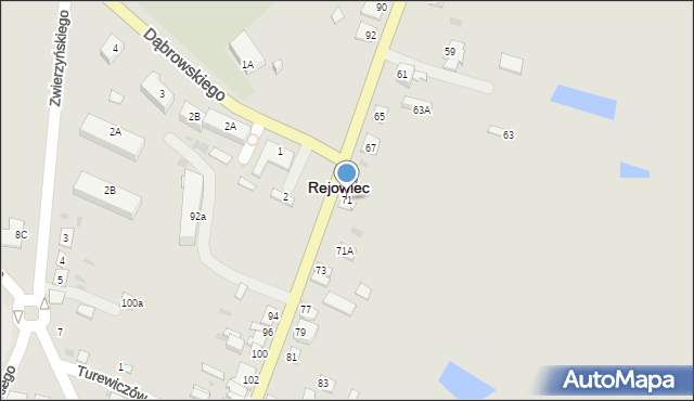 Rejowiec, Kościuszki Tadeusza, gen., 71, mapa Rejowiec