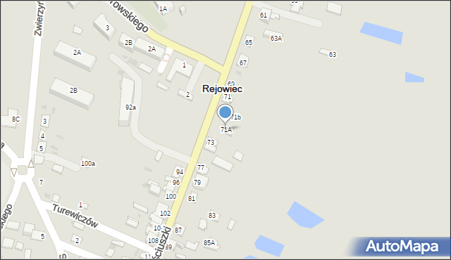 Rejowiec, Kościuszki Tadeusza, gen., 71A, mapa Rejowiec