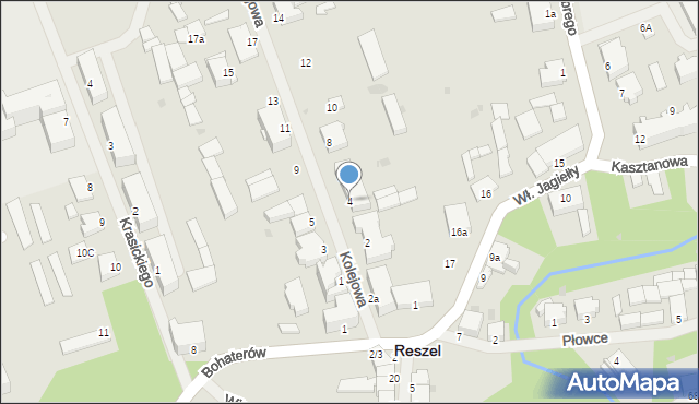Reszel, Kolejowa, 4, mapa Reszel