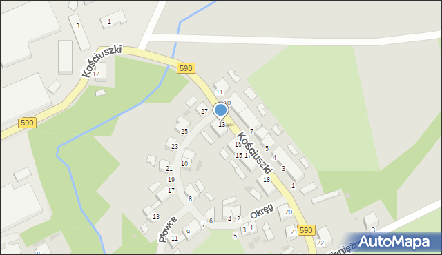 Reszel, Kościuszki Tadeusza, gen., 13-14, mapa Reszel