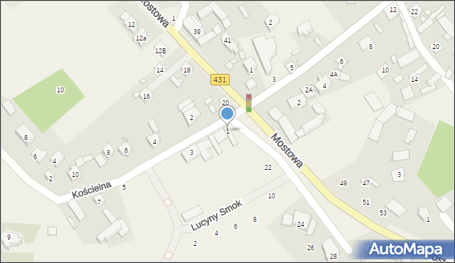 Rogalinek, Kościelna, 1, mapa Rogalinek