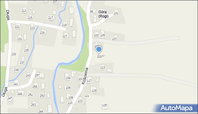 Rogi, Kościelna, 111, mapa Rogi