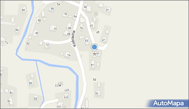 Rogi, Kościelna, 55, mapa Rogi