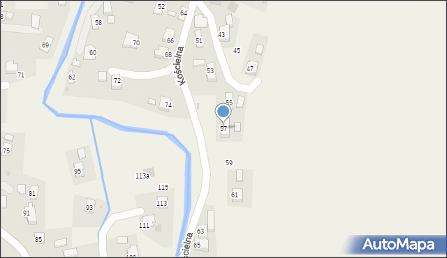 Rogi, Kościelna, 57, mapa Rogi