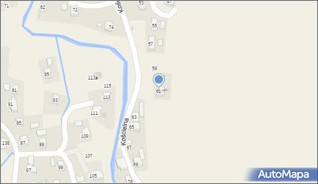 Rogi, Kościelna, 61, mapa Rogi