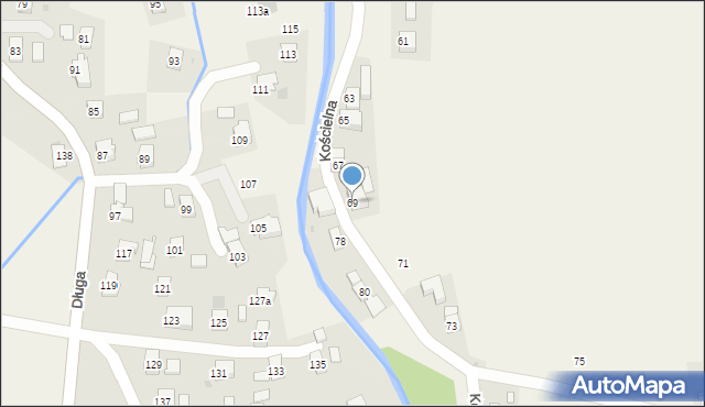 Rogi, Kościelna, 69, mapa Rogi