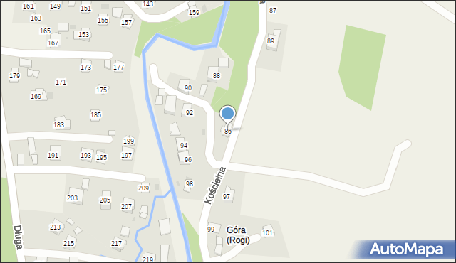 Rogi, Kościelna, 86, mapa Rogi