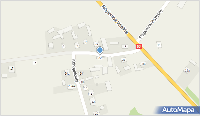 Rogienice Wielkie, Konopnickiej Marii, 22, mapa Rogienice Wielkie