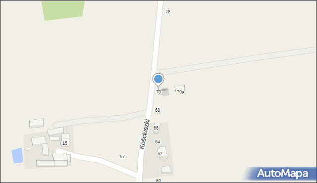Rogierówko, Kościuszki Tadeusza, gen., 70, mapa Rogierówko