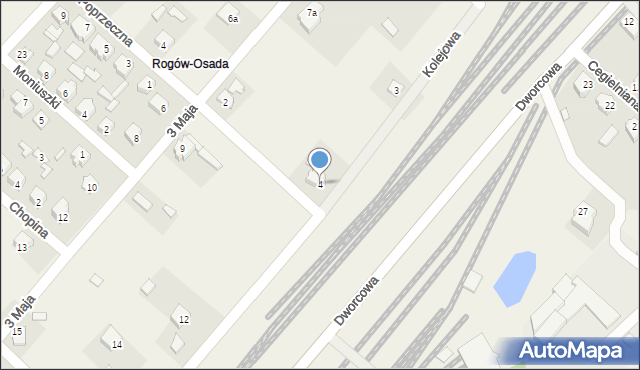 Rogów, Kolejowa, 4, mapa Rogów