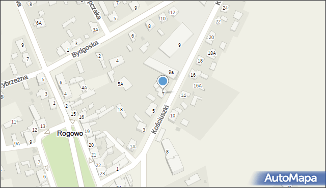 Rogowo, Kościuszki Tadeusza, gen., 7, mapa Rogowo