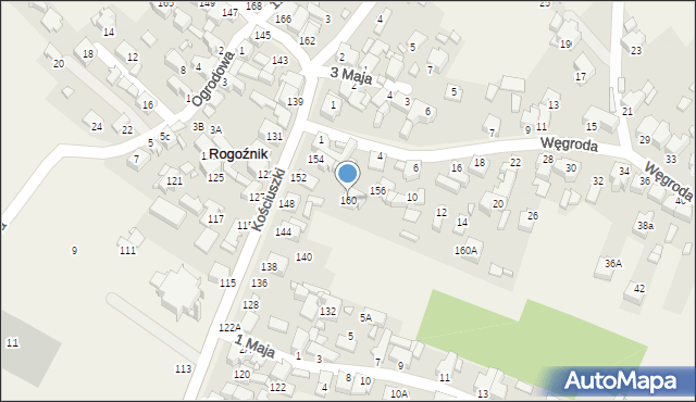 Rogoźnik, Kościuszki Tadeusza, gen., 160, mapa Rogoźnik