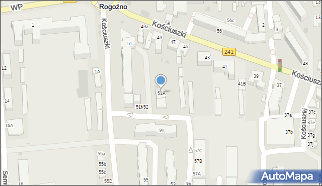 Rogoźno, Kościuszki Tadeusza, gen., 51A, mapa Rogoźno