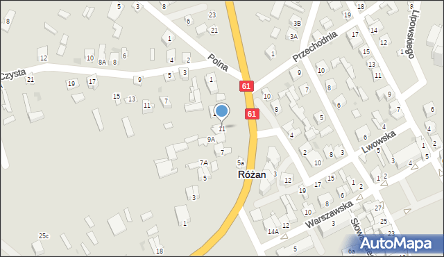 Różan, Kościuszki Tadeusza, gen., 11, mapa Różan