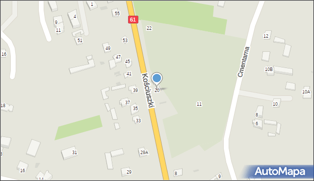 Różan, Kościuszki Tadeusza, gen., 20, mapa Różan