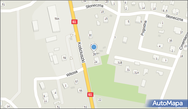 Różan, Kościuszki Tadeusza, gen., 26, mapa Różan