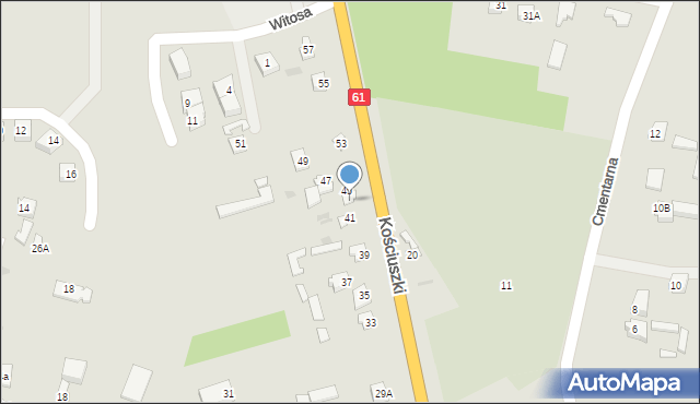 Różan, Kościuszki Tadeusza, gen., 43, mapa Różan