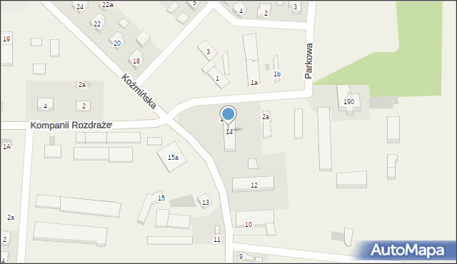 Rozdrażew, Koźmińska, 14, mapa Rozdrażew