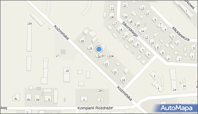 Rozdrażew, Koźmińska, 24, mapa Rozdrażew