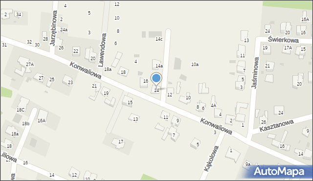 Rożno-Parcele, Konwaliowa, 14, mapa Rożno-Parcele