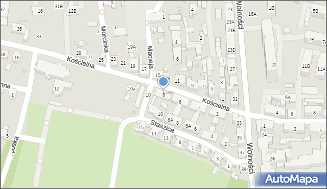 Ruda Śląska, Kościelna, 8, mapa Rudy Śląskiej