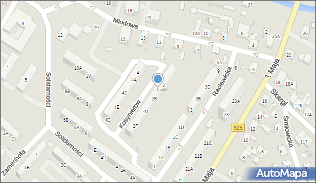 Ruda Śląska, Kosynierów, 2A, mapa Rudy Śląskiej