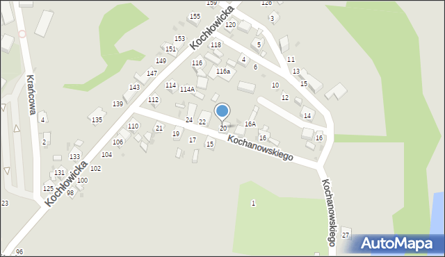 Ruda Śląska, Kochanowskiego Jana, 20, mapa Rudy Śląskiej