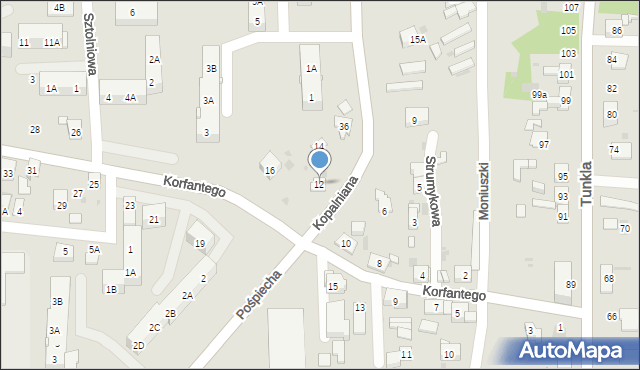 Ruda Śląska, Korfantego Wojciecha, 12, mapa Rudy Śląskiej