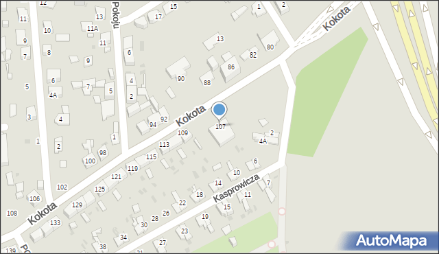Ruda Śląska, Kokota Edmunda, 107, mapa Rudy Śląskiej