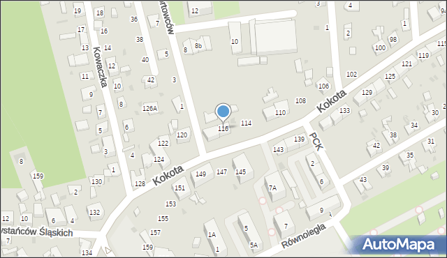 Ruda Śląska, Kokota Edmunda, 116, mapa Rudy Śląskiej