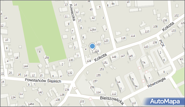 Ruda Śląska, Kokota Edmunda, 126, mapa Rudy Śląskiej