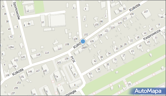 Ruda Śląska, Kokota Edmunda, 133, mapa Rudy Śląskiej
