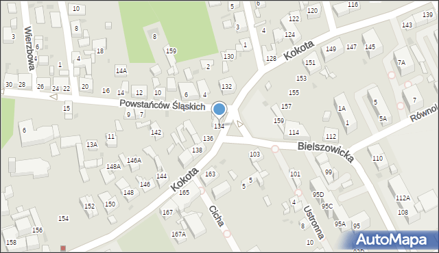 Ruda Śląska, Kokota Edmunda, 134, mapa Rudy Śląskiej