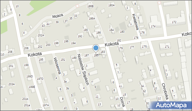 Ruda Śląska, Kokota Edmunda, 185, mapa Rudy Śląskiej