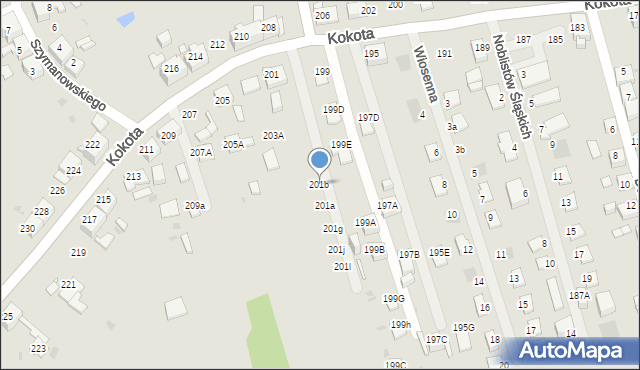 Ruda Śląska, Kokota Edmunda, 201b, mapa Rudy Śląskiej