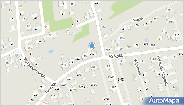 Ruda Śląska, Kokota Edmunda, 208, mapa Rudy Śląskiej