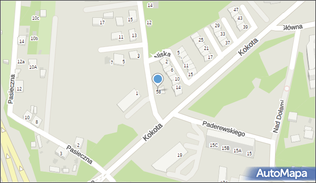 Ruda Śląska, Kokota Edmunda, 58, mapa Rudy Śląskiej