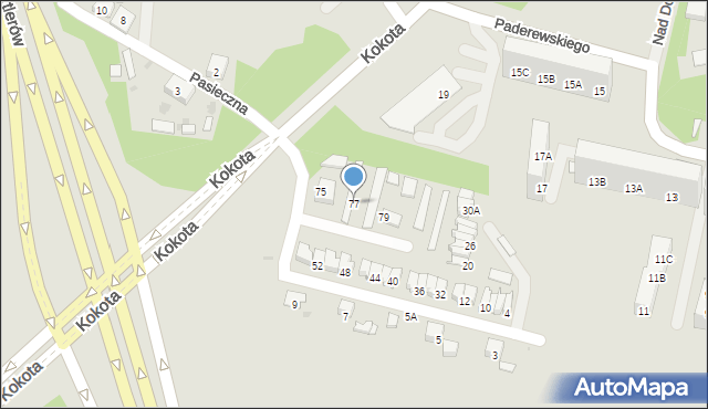 Ruda Śląska, Kokota Edmunda, 77, mapa Rudy Śląskiej