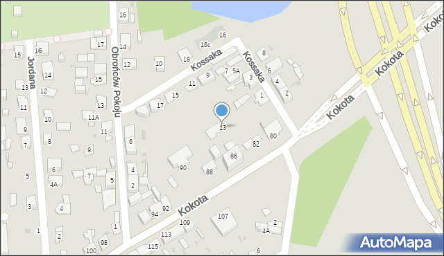 Ruda Śląska, Kossaka Wojciecha, 13, mapa Rudy Śląskiej