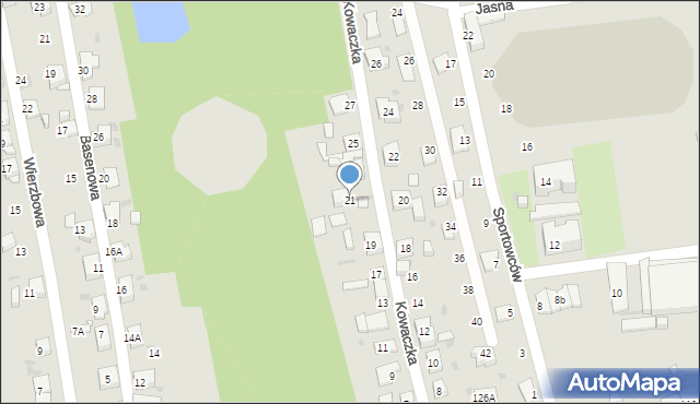 Ruda Śląska, Kowaczka Albina, 21, mapa Rudy Śląskiej