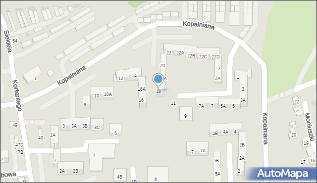 Ruda Śląska, Kopalniana, 18, mapa Rudy Śląskiej