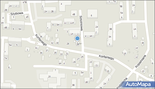 Ruda Śląska, Korfantego Wojciecha, 26, mapa Rudy Śląskiej