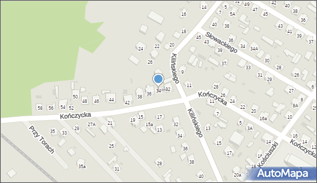 Rudnik nad Sanem, Kończycka, 34, mapa Rudnik nad Sanem