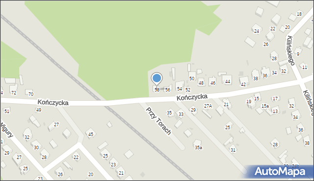 Rudnik nad Sanem, Kończycka, 58, mapa Rudnik nad Sanem