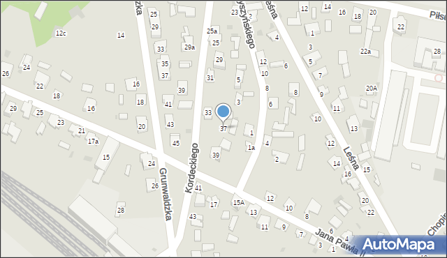 Rudnik nad Sanem, Kordeckiego Augustyna, ks., 37, mapa Rudnik nad Sanem