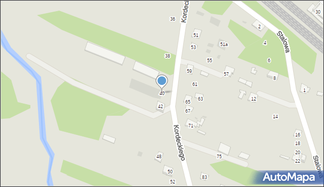 Rudnik nad Sanem, Kordeckiego Augustyna, ks., 40, mapa Rudnik nad Sanem