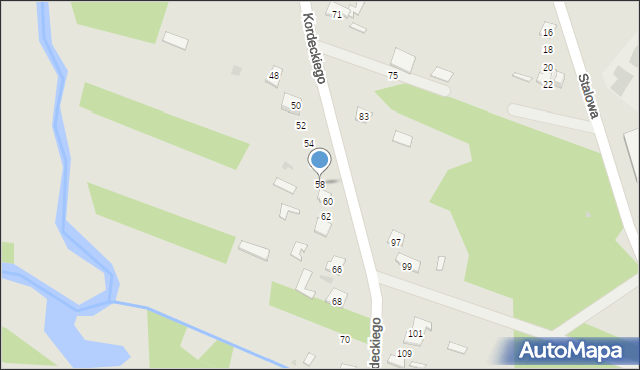 Rudnik nad Sanem, Kordeckiego Augustyna, ks., 58, mapa Rudnik nad Sanem