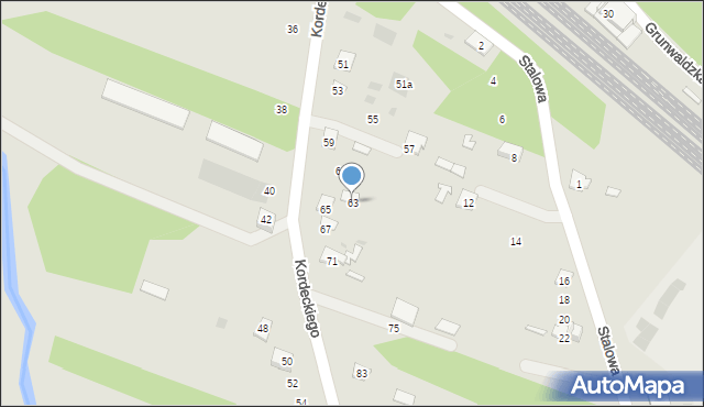 Rudnik nad Sanem, Kordeckiego Augustyna, ks., 63, mapa Rudnik nad Sanem