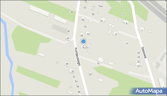 Rudnik nad Sanem, Kordeckiego Augustyna, ks., 71, mapa Rudnik nad Sanem